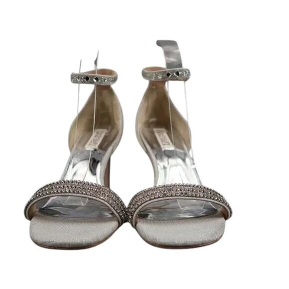 Badgley Mischka Shoes Womens 8.5 Sandal Pumps Ankle Strap Formal Rhinestone Grey - Picture 3 of 16